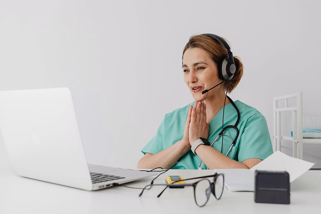 A medical marijuana doctor having a telemedicine consultation